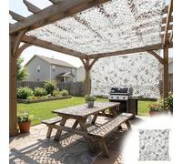 Red de Camuflaje Blanca Digital 36.1 ft x 49.2 ft/433.1 in x 590.6 in/11x15 m, Tela Oxford 210D, Malla Sombra Exterior Transpirable con Privacidad Decorativa y Protección Solar para Terraza, Jardín