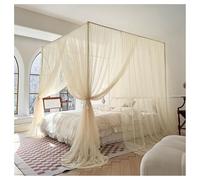 Red de cortina de cama con dosel de 4 postes de esquina, cortinas de malla transparente con mosquitera, cortina de cama tamaño queen,for ropa de cama con 3 aberturas for el hogar(Yellow,180x200cm)