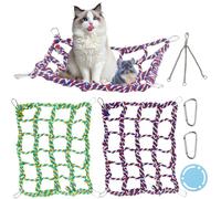 Red de cuerda para pájaros con columpio colgante, 2 unidades, 35 x 25 cm, para ratas, hamacas para mascotas, puente de cuerda para mascotas, red de cuerda para animales pequeños, juguetes, accesorios