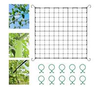 Red de Cultivo Scrog Net de120 x 120 cm, Red de Soporte para Plantas, Red Elástica de Enrejado con 4 Ganchos y 10 Clips para Plantas Asegurados, para Verduras, Frutas y Flores para Jardín, Balcones