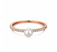 Red de cumpleaños de estilo navideño de anillo esterlino simple con un regalo de compromiso de joyas de perlas