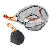 Red de desembarco de peces | Red plegable con borde recubierto de goma para pesca deportiva - atrapar perca polilla salmón en agua dulce río canoa arroyo de montaña