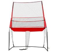 Red de entrenamiento de voleibol profesional multifuncional, sistema de entrenamiento de voleibol, altura ajustable, con bolsa de transporte, para casa, gimnasio, escuela, parque infantil (rojo)