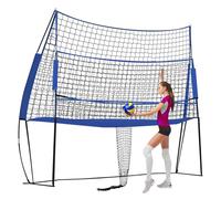 Red de entrenamiento de voleibol, sistema de entrenamiento de voleibol, altura de red frontal ajustable 2,4 m/2,29 m/2,13 m/1,98 m, red de reboteador para tenis, voleibol y bádminton (azul)