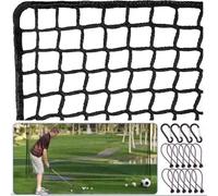 Red de Golf de Práctica 3m x 6m, Malla de Polietileno Negro con 2,54cm y Bordes Reforzados, Incluye 12 Cuerdas Elásticas y 4 Mosquetones, Fácil Instalación para Golpes de Swing en Garaje o Jardín