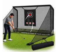 Red de golf, red de entrenamiento portátil con barreras laterales/retorno automático de la pelota, red de golf con dos paños de objetivo, una bolsa de transporte y cuatro anclajes de suelo