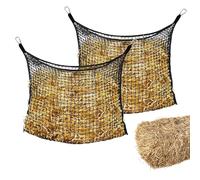 Red de heno de 2 piezas, 90 x 60 cm, red de heno para caballos, bolsa de heno para caballos red de alimentación para heno para alimentación adecuada para especies negras