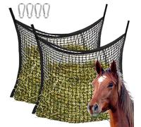 Red de heno para caballos, 2 piezas de red de heno de caballos, 60 x 90 Cm, red de alimentación, red de alimentación para caballo, redes de heno para caballos con 4 mosquetones