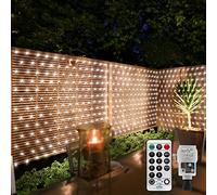 Red de luces para exteriores, 3 x 2 m, 200 LED, red interior, impermeable, iluminación navideña, conectable con mando a distancia y temporizador, 8 modos