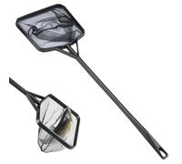 Red de Peces de Acuario Negra: Red de Pesca Cuadrada pequeña de Malla Fina con Mango de Alambre Largo para capturar Peces pequeños, camarones o Limpiar peceras (16 Pulgadas)