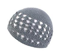 Red de pelo de ganchillo Gorro De Algodón Liso For Hombre Y Mujer, Gorros Oración, Ganchillo Hecho A Mano, Accesorios For Mantener El Calor, 6 Uds(GRAY)