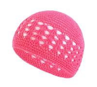 Red de pelo de ganchillo Gorro De Algodón Liso For Hombre Y Mujer, Gorros Oración, Ganchillo Hecho A Mano, Accesorios For Mantener El Calor, 6 Uds(Neon pink)