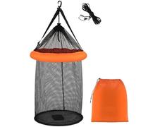 Red de Pesca Cesta de Pescado y camarón, Cubo de Pesca portátil, Bolsa de almacenaje de Malla Naranja, Red de Pesca, Bolsillo de Red antisalto, 1 ud.