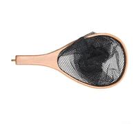 Red de pesca con mosca de madera maciza con malla de nailon recubierta de pegamento, marco portátil ligero con asa de transporte, suave para el cuerpo de los peces, ideal para atrapar truchas o