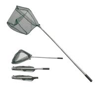 Red de Pesca de Acero Inoxidable Triangular Plegable,205 cm Mango Largo telescópico Extensible,Red a Prueba de Enredos,Herramientas limpias para niños,del Acuario,estanques Objetos flotantes,pájaros