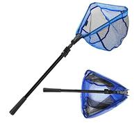 Red de pesca de goma, red de aterrizaje plegable con barra telescópica de fibra de vidrio y mango, malla recubierta de goma para pescar en agua dulce, fácil de capturar y liberar, extensible (250 cm)