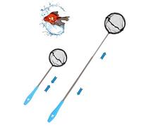 Red de Pesca para Acuario con Mango Telescópico de Acero Inoxidable, Red Acuario para Atrapar Peces Pequeños y Amarones y Limpiar el Acuario, Ajustable 31-61cm, Azul