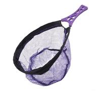Red de pesca plegable con mosca que ofrece un anillo de malla de metal flexible y bolsa de malla para proteger los peces, con agarre antideslizante hueco y bolsa de almacenamiento compacta (morado