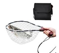 Red de pesca, red de aterrizaje plegable con mango antideslizante, 18,5 x 14,17 x 7,87 pulgadas, malla ligera resistente para atrapar en vivo, liberación, acuario, piscinas, ponds, kayak bass fly