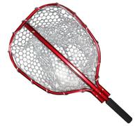 Red de pesca telescópica con mango de aluminio con construcción de PVC para extensión de bajo esfuerzo y acción segura de aterrizaje de peces (tamaño grande, rojo)