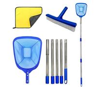 Red de Piscina | con Cepillo de Tela - Kit Skimmer para Piscina con Red para Hojas - para Piscinas enterradas, Fuera del Suelo, Patios, Patios, Jardines, Parques, estanques, spas, ango