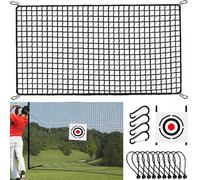 Red de Práctica Golf 3mx4.5m con Diana Integrada-Malla Poliéster Negro 2,54cm +10 Bolas Elásticas+4 Mosquetones-Bordes Reforzados, Instalación Rápida en Jardín|Red Entrenamiento Swing Exterior/Interio