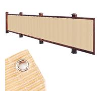 Red de privacidad resistente para balcón, 90 % de tela de sombra solar, lona de malla duradera con ojales para patio, terraza, valla, beige, 0.9 x 48 m, cubierta de pantalla para exteriores