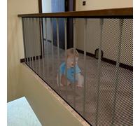 Red de Protección 75 x 200 cm Impermeable, Material de Malla Resistente, Protección Anticaída, Fuerte y Ajustable, Red Anticaída para Balcón y Valla para Niños Mascotas, Negro