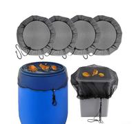 Red de protección contra la lluvia, 95 cm de diámetro, cubierta ajustable con cordón para barriles de lluvia, malla de poliéster a prueba de hojas para almacenamiento de agua al aire libre, patio