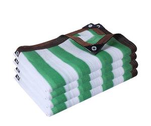 Red de protección solar resistente a los rayos UV para invernaderos, 75 % de tasa E, con ojales, rayas blancas y verdes, protección para plantas de jardín al aire libre (6 m x 12 m)