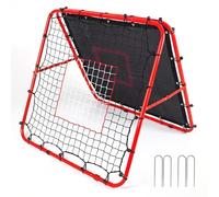 Red de rebote de fútbol de doble cara, 100 x 100 x 87 cm, ajustable, objetivo de retroceso, equipo de entrenamiento de fútbol, puerta de fútbol para niños, jugar, enseñar, color rojo