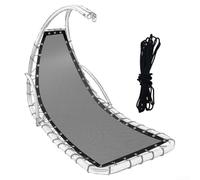 Red de repuesto impermeable con cuerda para terraza, sillón colgante curvado, 64 x 197 x 23 cm, tumbona, mecedora, tela de repuesto, fácil instalación para balcón, patio, caqui (gris oscuro B)