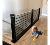 Red de Seguridad 99 x 110 cm Fácil de Instalar sin Perforar Barandilla Escaleras Mallas Protección contra Caídas para Balcón, Pasillos, Patios, Cercas, Etc., Negro