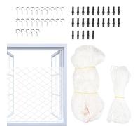 Red de seguridad para gatos - Malla de protección resistente, estructura de red de nailon flexible, ganchos de fijación seguros, revestidos resistentes a la intemperie | con balcón ventana cerrada