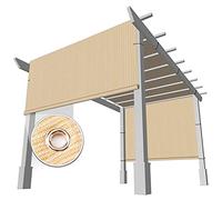 Red de sombra para pérgola de patio al aire libre, tela de malla rectangular con 90% de bloqueo solar para cenador de jardín, beige, 6 x 8 m, cubierta de parasol de enrejado de uva