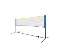SONGMICS SYQ500Q02 - Red de bádminton de 5 m, Red de Voleibol, Postes Ajustables en Altura, Juego portátil para Tenis, Voleibol de Playa, jardín, Parque, al Aire Libre, Azul y Amarillo