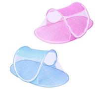 Red de Tienda para bebé, Tienda Antiinsectos Transpirable con Parte Superior Cuadrada, Plegable y Portátil para Protección contra Caídas (Azul cielo, verde)