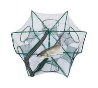 Red de trampa para cangrejos, trampa de pesca ligera multiusos de 7.87 pulgadas, trampas de pesca plegables de nailon con 6 agujeros, accesorios de pesca para de