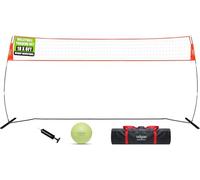 Red de voleibol portátil para exteriores, red de práctica de voleibol independiente de 18 pies con altura ajustable, brilla en la oscuridad con golpe y bolsa de transporte para patio, interior, hogar