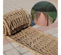 Red de Yute Natural Tejida a Mano con Hebilla de Malla Duradera para Plantas de jardín, hamacas de Juegos, tamaños Personalizables (2 x 2 m, 14 mm), Red de cáñamo ecológica.