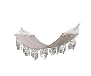 RED DECO Hamaca de Exterior Tejida a Mano 200 x 100 cm PORQUEROLLES Crema, Gris, Unique