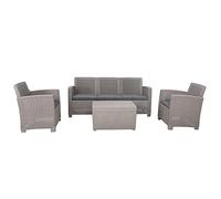 RED DECO Salón de jardín Resina Inyectada Efecto ratán Ontario 5 plazas Gris/Gris