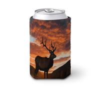 Red Deer Bull Elk Sunset - Fundas reutilizables aisladas para tazas, manga de café, divertida y duradera, funda de neopreno para bebidas frías y calientes, soporte para bebidas para café helado
