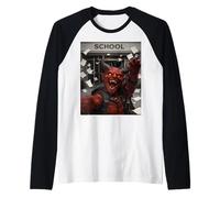 Red Devil Último Día De Escuela Vacaciones De Verano Divertido Meme Selfie Camiseta Manga Raglan