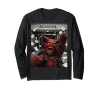 Red Devil Último Día De Escuela Vacaciones De Verano Divertido Meme Selfie Manga Larga