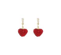 Red diamond-filled love pendant earrings, Women's clothing accessories fashion pieces, For girls and ladies high jewelry gifts