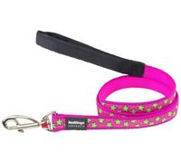 Red Dingo Correa para perro, diseño de estrellas, color verde lima en rosa fuerte (15 mm x 1,2 m), S