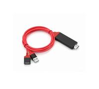 (Red) Dongle USB Male + USB Female to HDMI Male 1080P HDMI Cables Adapter