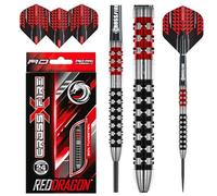 RED DRAGON Crossfire Juego de Dardos de tungsteno Premium de 24 Gramos con Plumas y vástagos