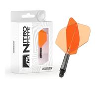 RED DRAGON Dardos Nitro Flite - Sistema integrado de vuelo y eje - Forma y diseño n.º 2 - Color naranja y negro, longitud media